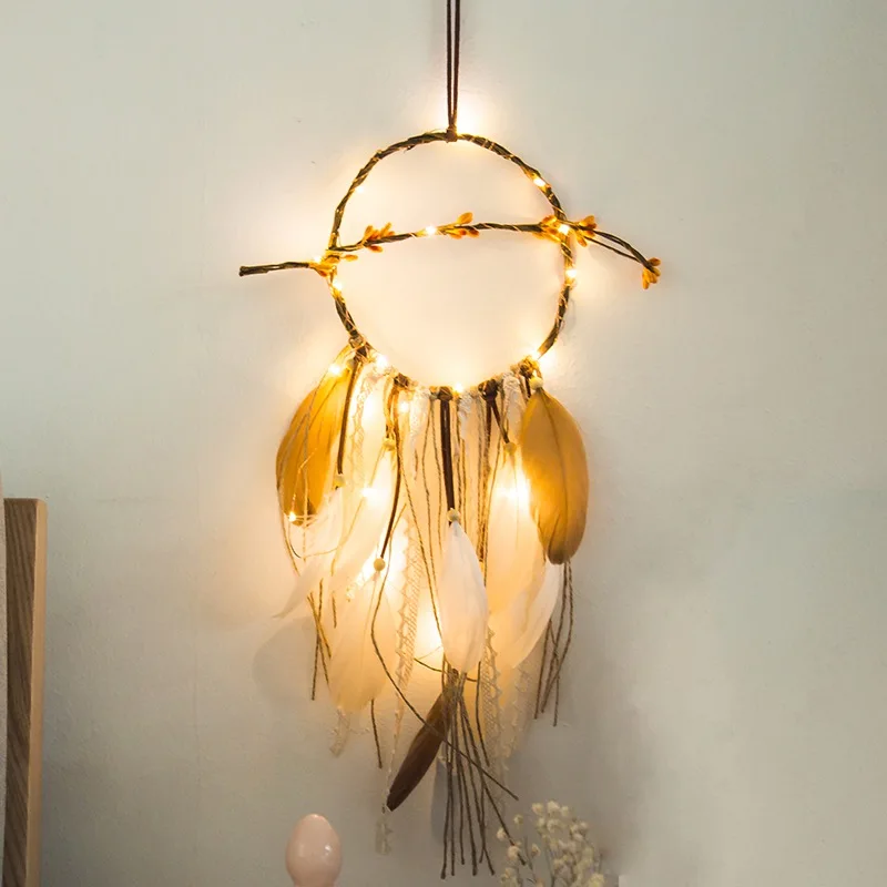 DIY ловец снов световая гирлянда Ins для спальни девочек маленький фонарь