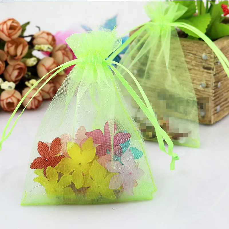 10 шт., 7x9 см, 9x12 см, 10x15, 13x18 см, Подарочный мешок из органзы, рождественские мешочки для украшений на Хэллоуин, свадебные украшения, принадлежности для дня рождения, вечеринки - Цвет: D18 Light Green