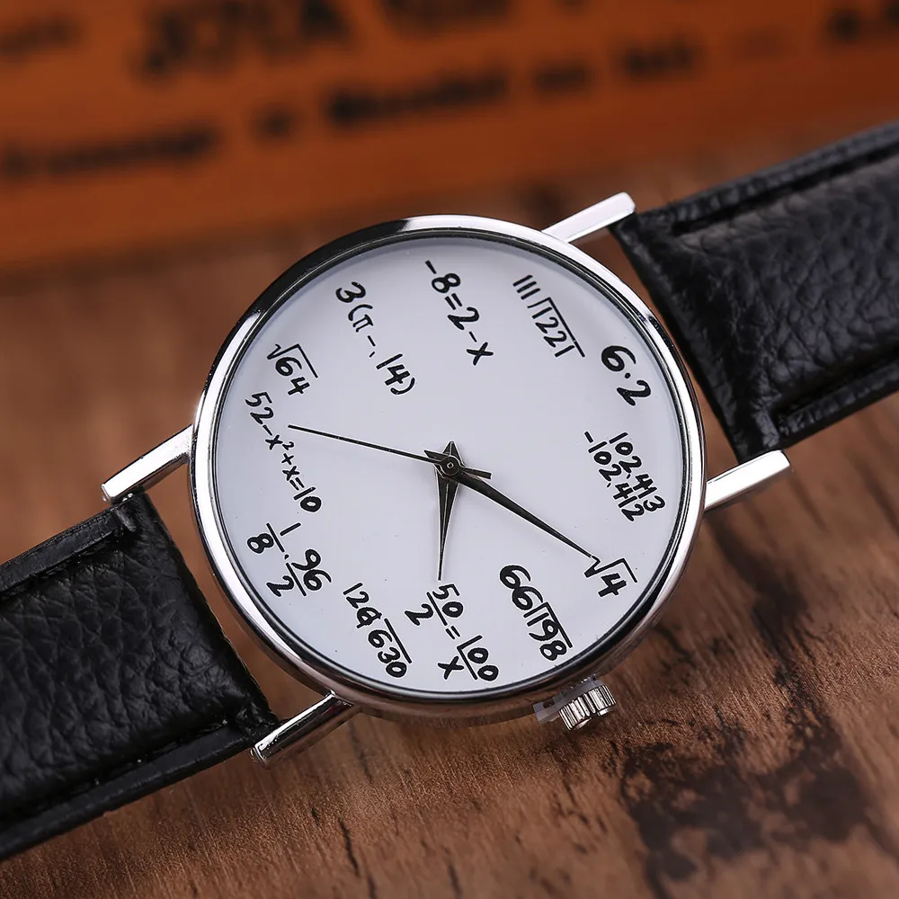 Женские часы с математической функцией аналоговые кварцевые наручные кожаным