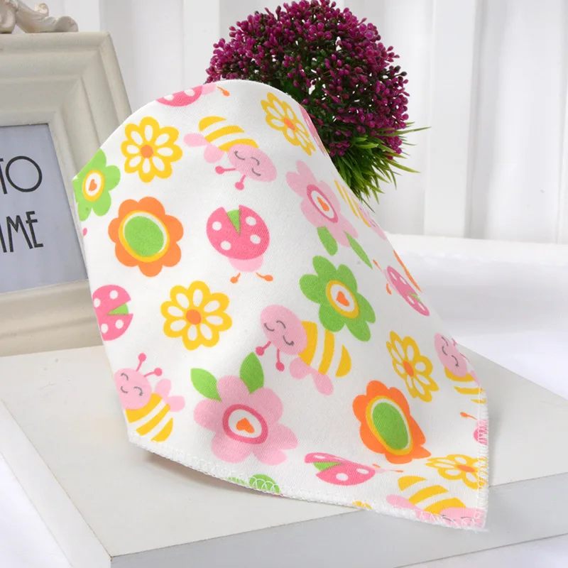 Flowers Новая милая детская бандана нагрудники мультфильм Животные Печать хлопок новорожденных девочек мальчиков шарф с треугольниками для малышей - Цвет: Flowers