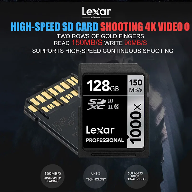Lexar sd карта 32 GB 633x 1000x U3 Class10 128 Гб памяти UHS I C10 64 интеллектуальный контроллер с DVD