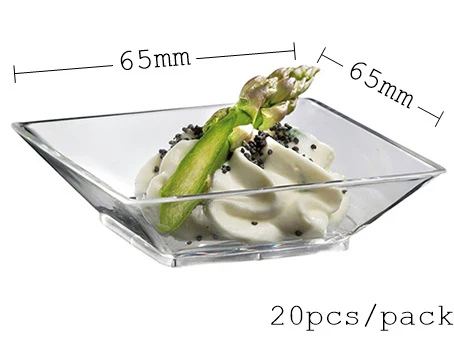 Акция-вечерние свадебные принадлежности доступная пластмассовая столовая посуда, 70*44 мм/60 мл Прозрачный лепесток десерт торт чаша, 20/упаковка - Цвет: Transparent