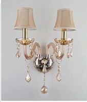 modern fashion crystal wall lamp ofhead k9 crystal lighting champagne gold wall light