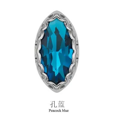 Peacock blue 7x15 мм Форма глаз супер красивые стеклянные кристаллы, стразы, форма птичьего гнезда основа пришить камни для высшего класса ювелирные аксессуары - Цвет: Peacock blue