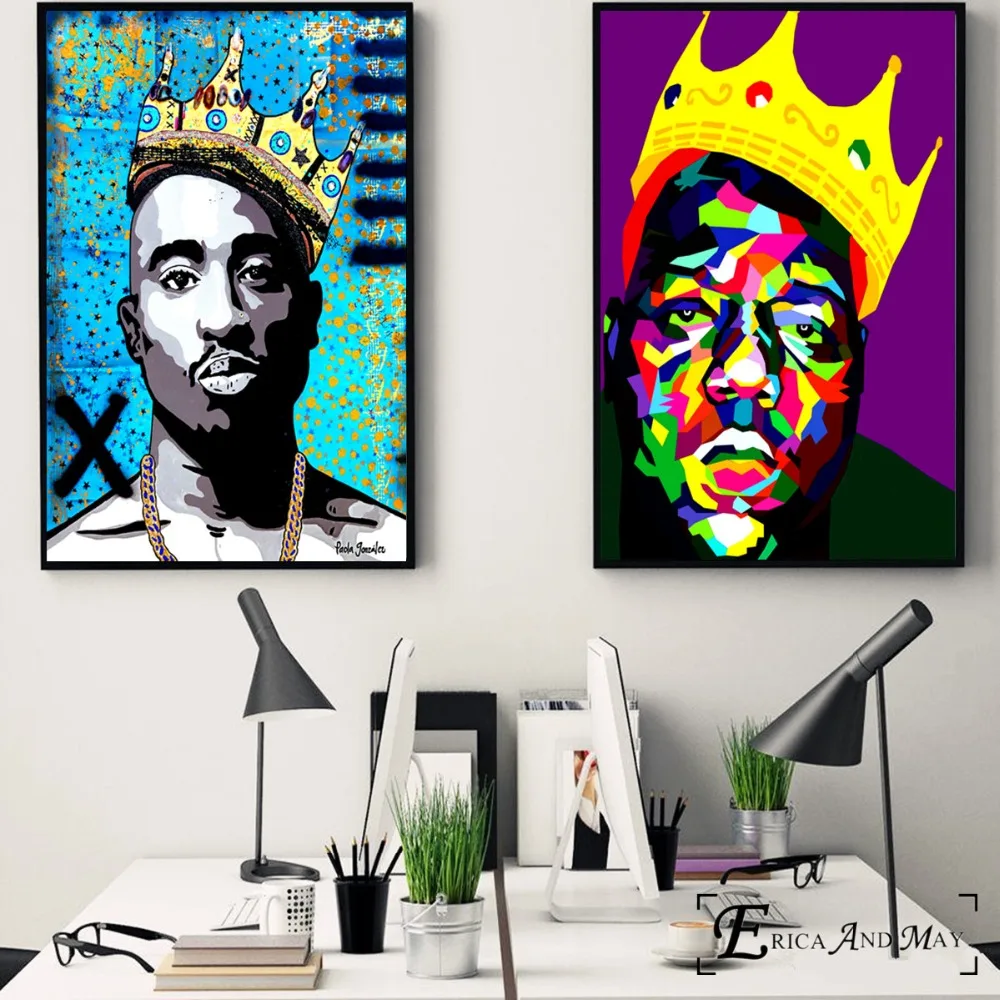Tupac And B.I.G Рэппер поп арт стена художественная живопись холст постер для домашнего