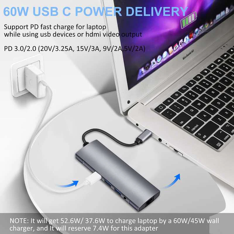 Док-станция 9-в-1 USB C для ноутбука 3 0 HDMI RJ45 | Мобильные телефоны и аксессуары