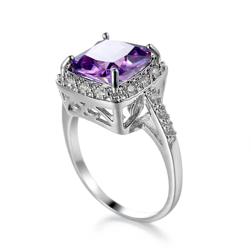 Модные фиолетовые драгоценные камни AAA CZ платформа кольцо Размер 6 7 8 9 10