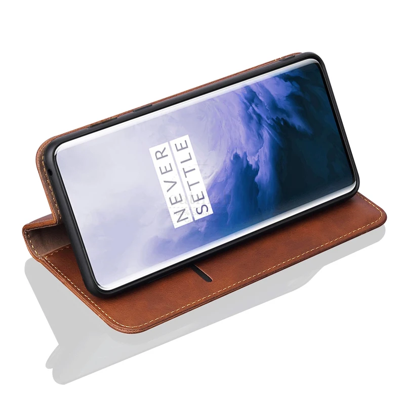Роскошный тонкий кожаный флип-чехол в стиле ретро для Oneplus 7 Pro Чехол-кошелек с подставкой для карт Магнитный чехол-книжка для One plus 7T чехол для телефона