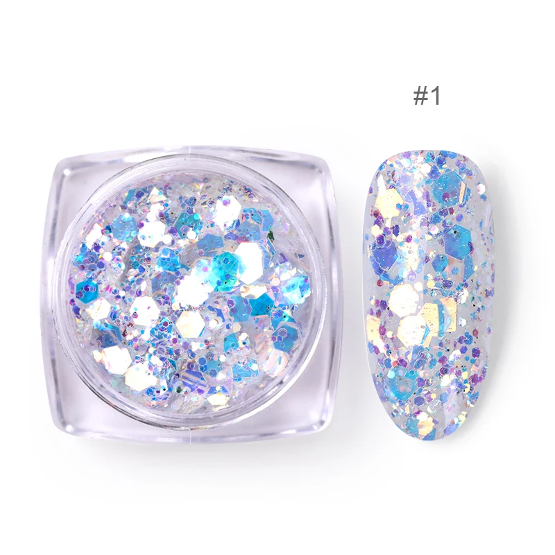 1 BORN PRETTY 1 г/кор. Блестки для ногтей смешанные цвета неровные хлопья сверкающие пайетки 3D дизайн украшения для ногтей - Цвет: 1