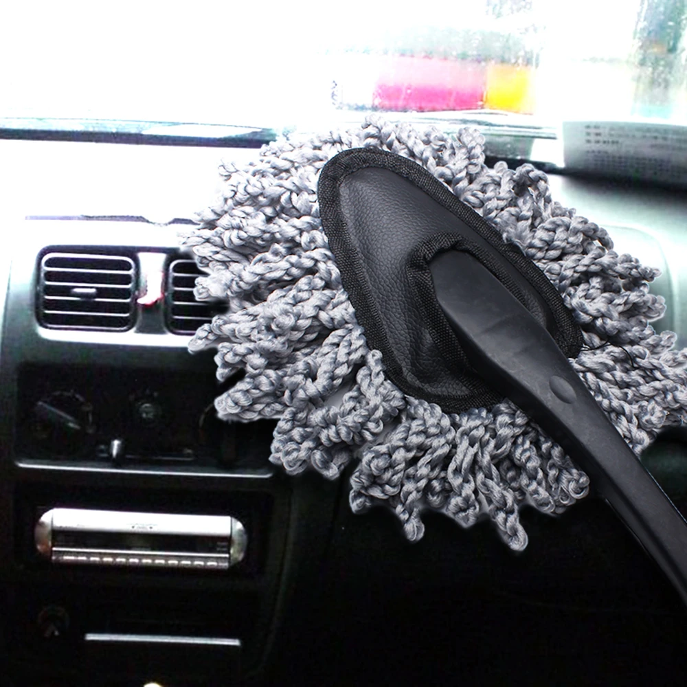 

Multifunctional Car Duster Cleaning Dirt Dust Clean Brush Dusting Tool Mop Gray Automobile Cleaning Detailing Care Accessories
