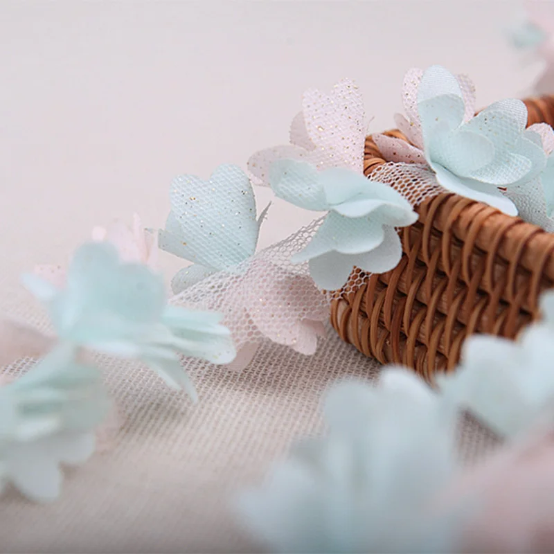 Кружевная ткань 1 ярд/партия ручная работа кружевная отделка полиэстер розовый