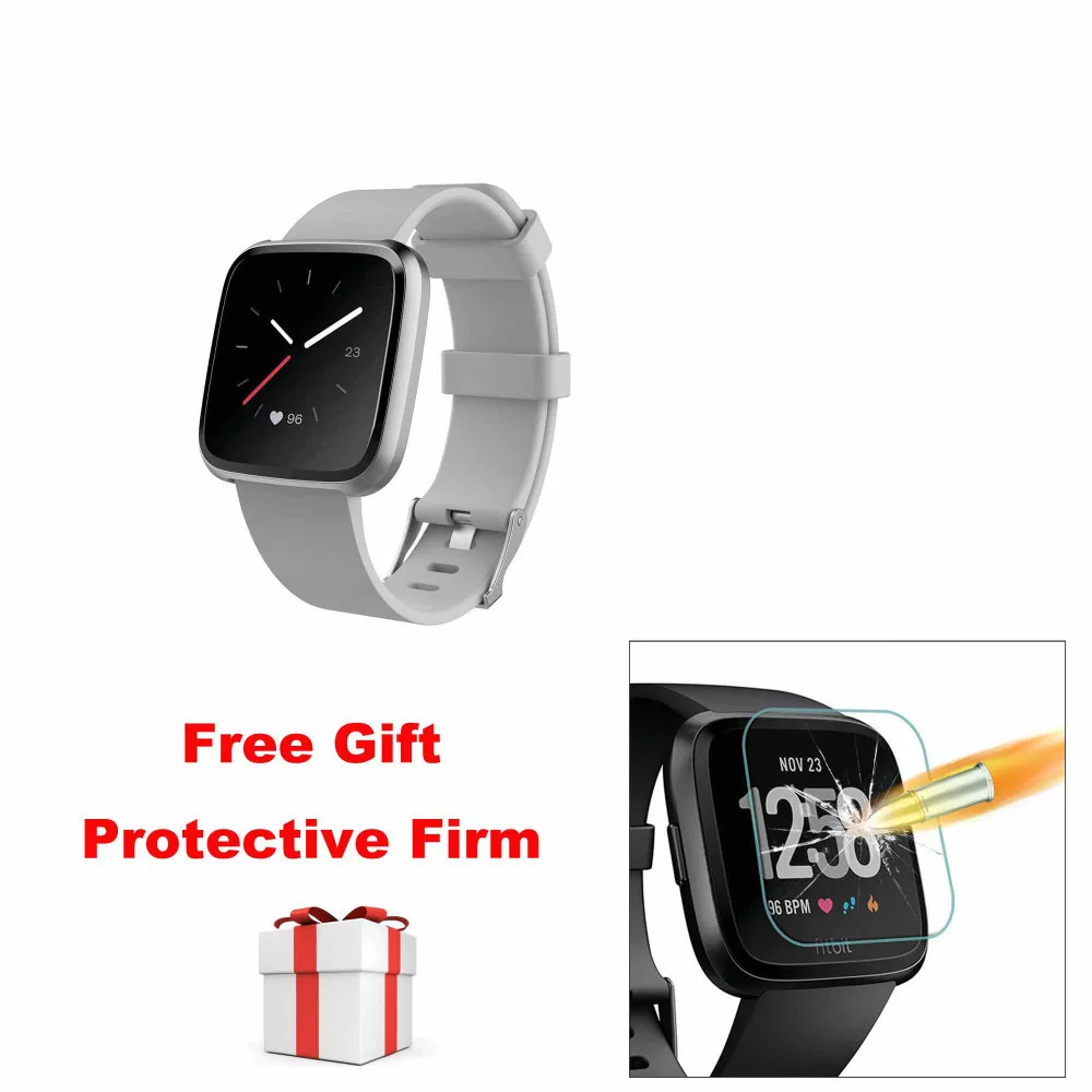 Gray Duszake Replacement Strap For Fitbit Versa/Versa Lite Band Soft Silicone Waterproof Wrist Bracelet Strap For Fitbit Versa Band - Цвет: Gray