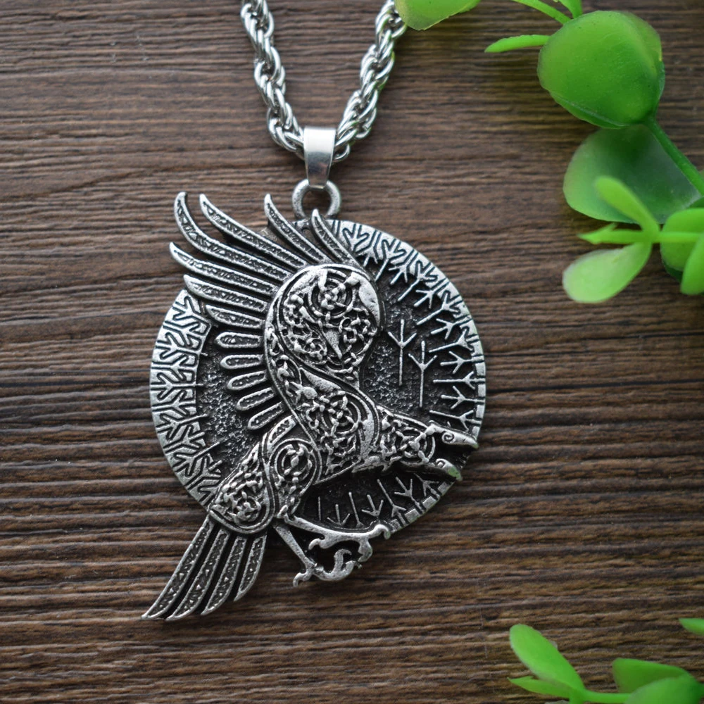 Викинг норвежский RAGNAR'S RAVEN Neckace ювелирные изделия талисман подвеска с металлической цепочкой 55 см для мужчин подарок SanLan