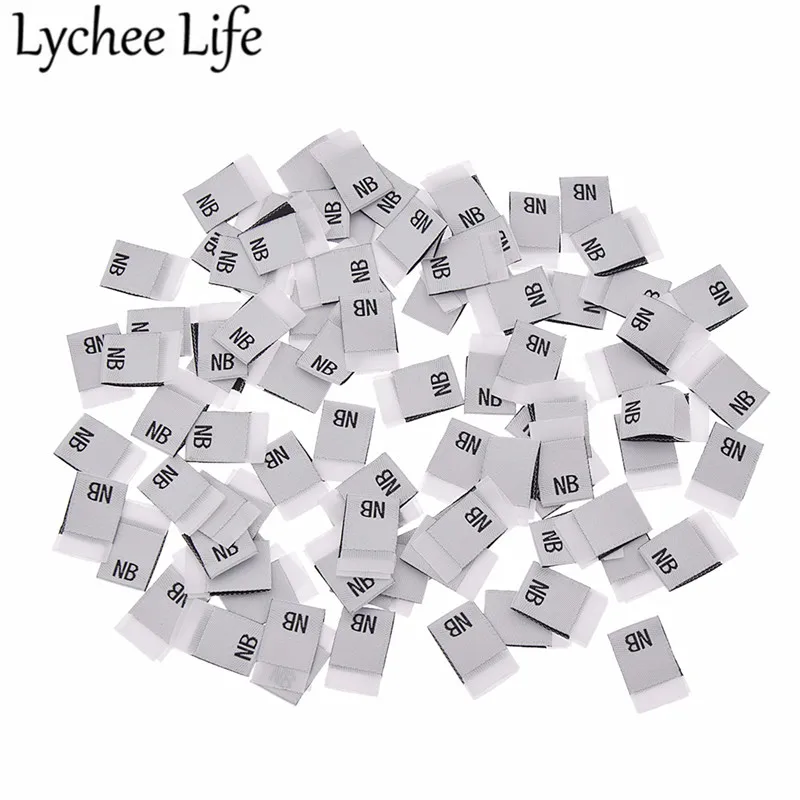 NB Lychee Life 100 шт. детская одежда размер этикетки полиэстер с буквенным принтом этикетки ручной работы DIY Одежда швейная ткань аксессуары - Цвет: NB