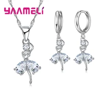 romantic ballet girls design austrian crystal women 925 silver jewelry set for girl friend valentines day gift