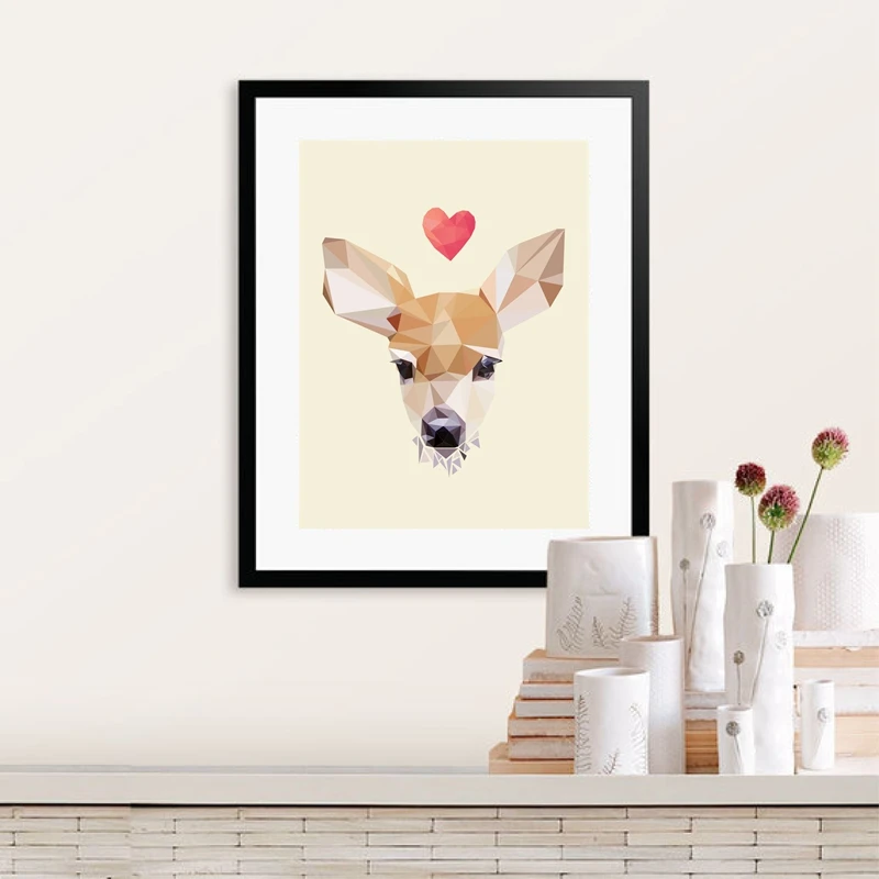 Geometric Deer Head Poster Art Print Wall Pictures Abstract Polygon Animal Canvas Painting Modern Home Decoration | Дом и сад