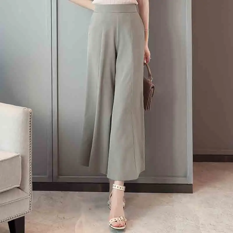 Женские брюки с высокой талией плиссированные широкие принтом Свободные