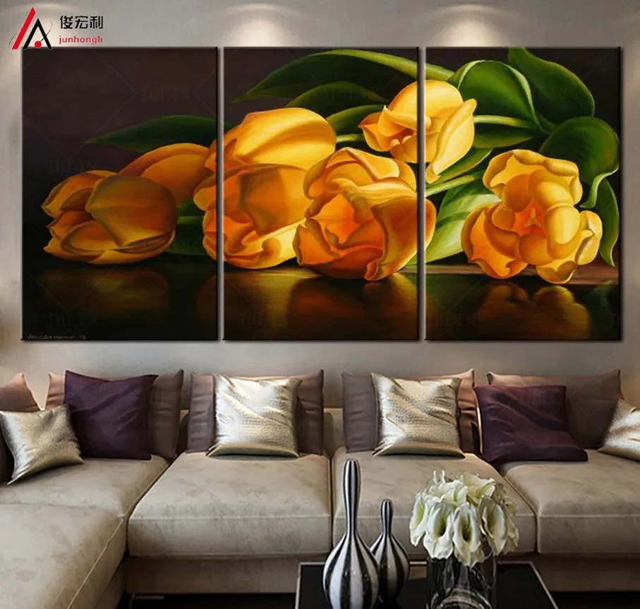 Декоративные тюльпаны поп золотого цвета настенные картины для гостиной