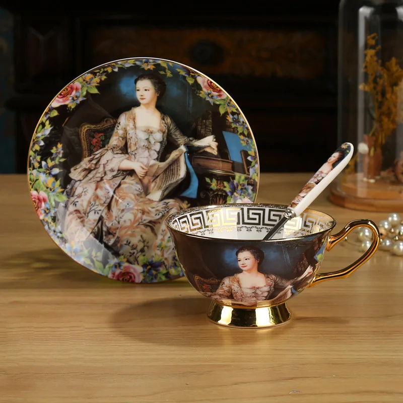 1piece set Британский винтажный набор кофейных чашек высшего качества из костяного фарфора, креативные фарфоровые чашки для чая, вечерние чашки - Цвет: 1piece set