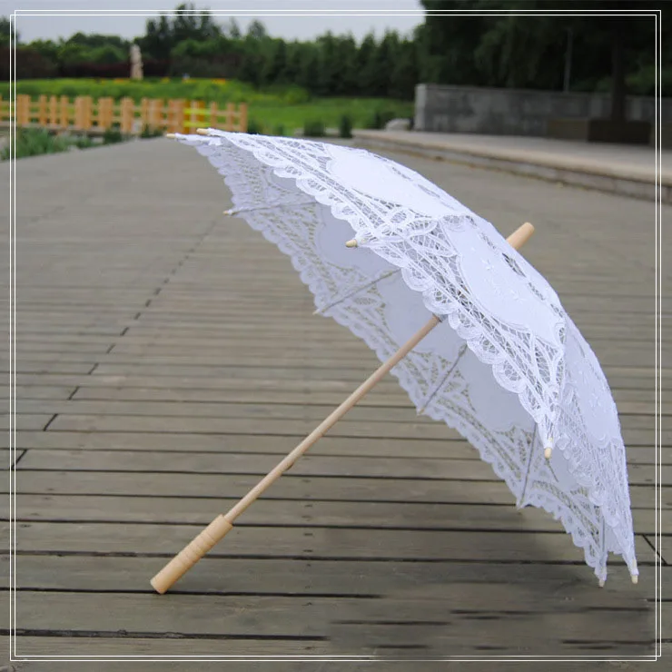 

Elegant Lace Umbrella Cotton Embroidery Ivory Battenburg Lace Parasol Umbrella Wedding Umbrella