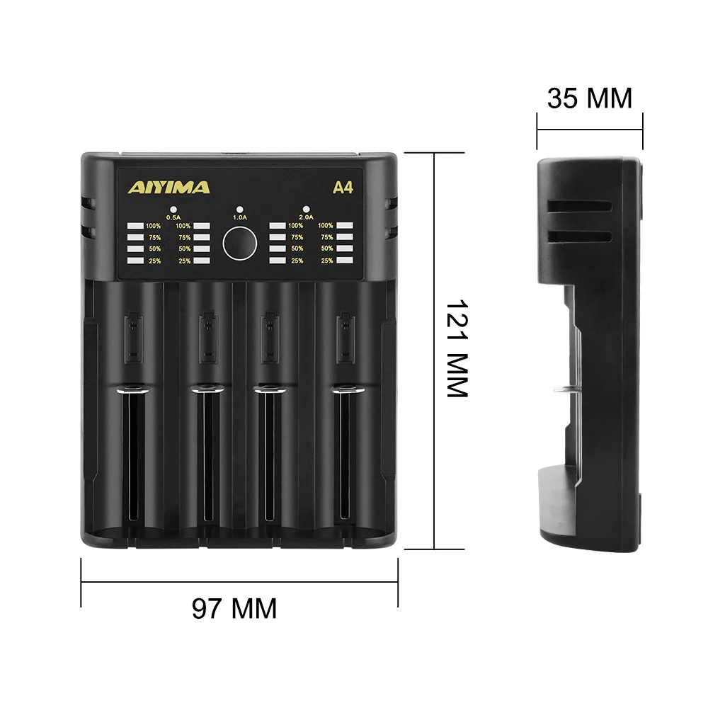 AIYIMA Универсальное зарядное устройство 18650 4 слота AA AAA Li ion USB 21700 интеллектуальная
