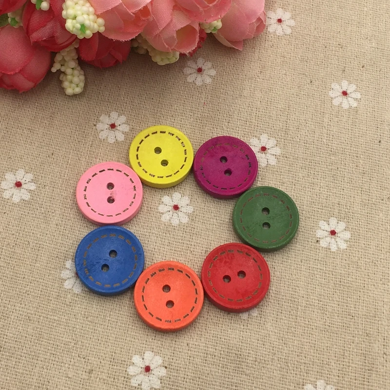 Деревянные ручные кнопки конфетного цвета пальто два отверстия 20 мм Швейные
