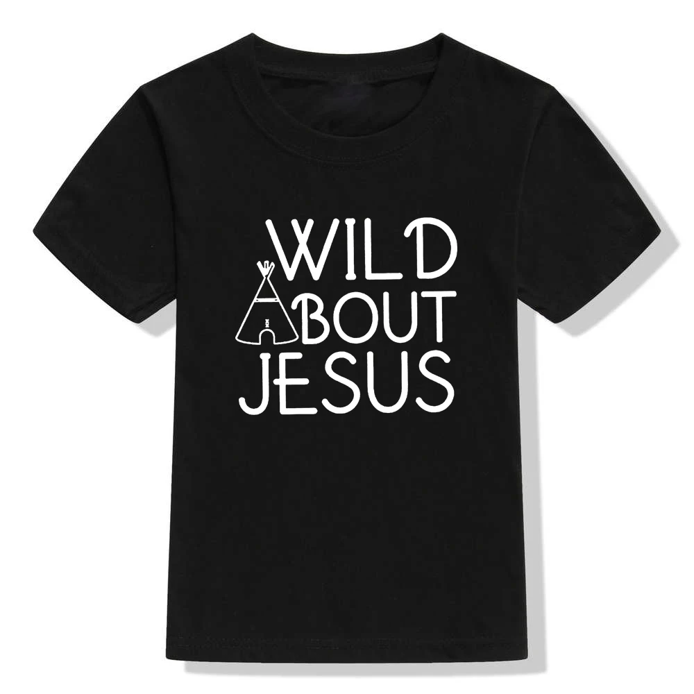 46R2-KSTBK- Wild Bout/Детские топы с надписью «Jesus», летняя футболка для маленьких девочек Детская футболка с короткими рукавами летняя одежда для маленьких девочек Футболка - Color: 46R2-KSTBK-