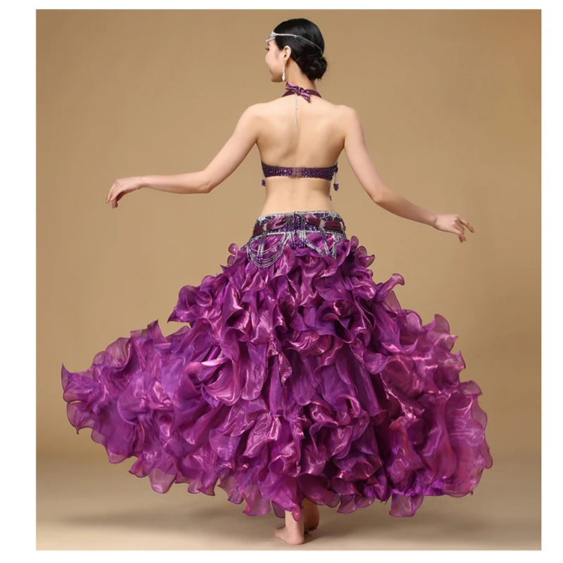 Женский костюм для танца живота комплект из 3 предметов одежда восточных танцев с