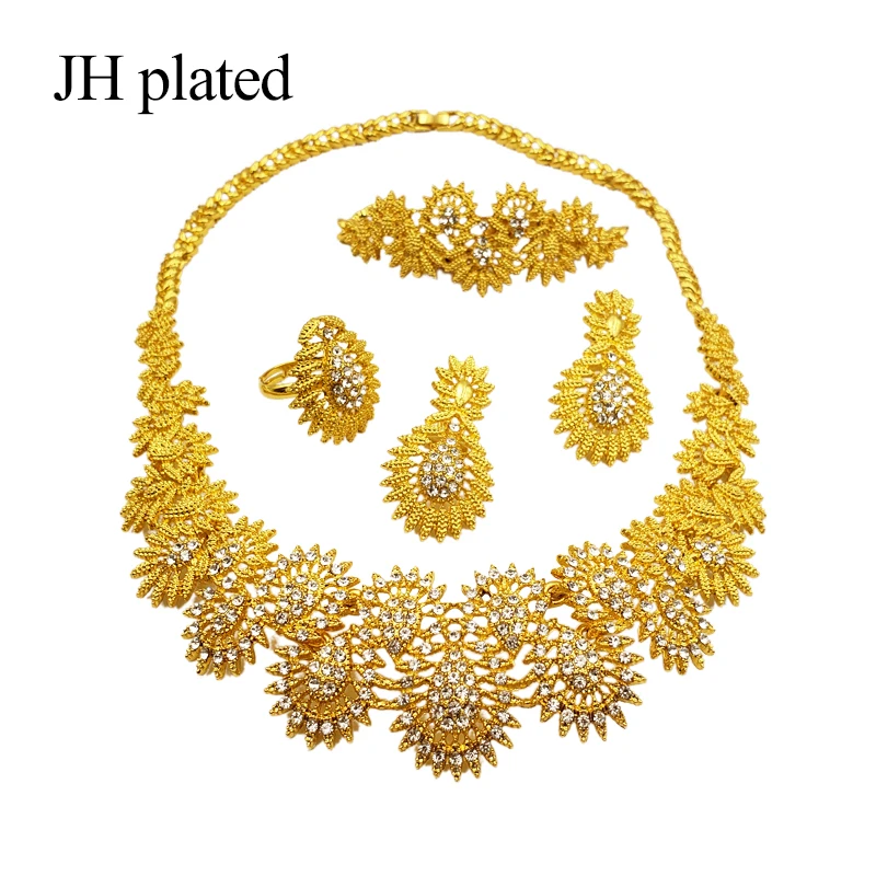 JHplated изысканные роскошные Дубаи Ювелирные наборы золотого цвета Индия Нигерия