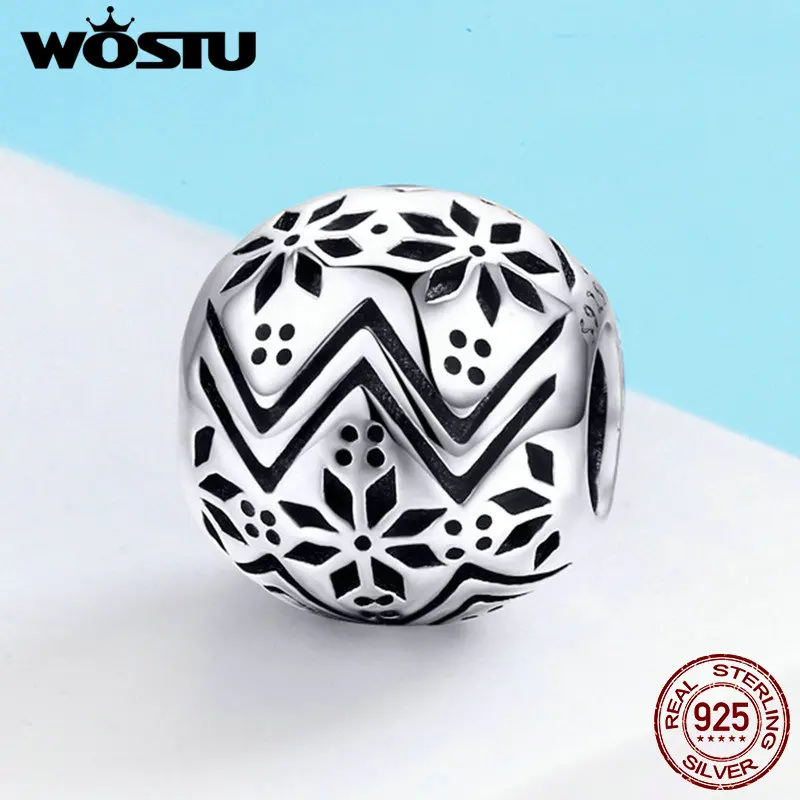WOSTU Новое поступление 925 пробы серебряные ажурные цветы Бусины Подходят браслет для женщин европейские ювелирные изделия подарок CQC551