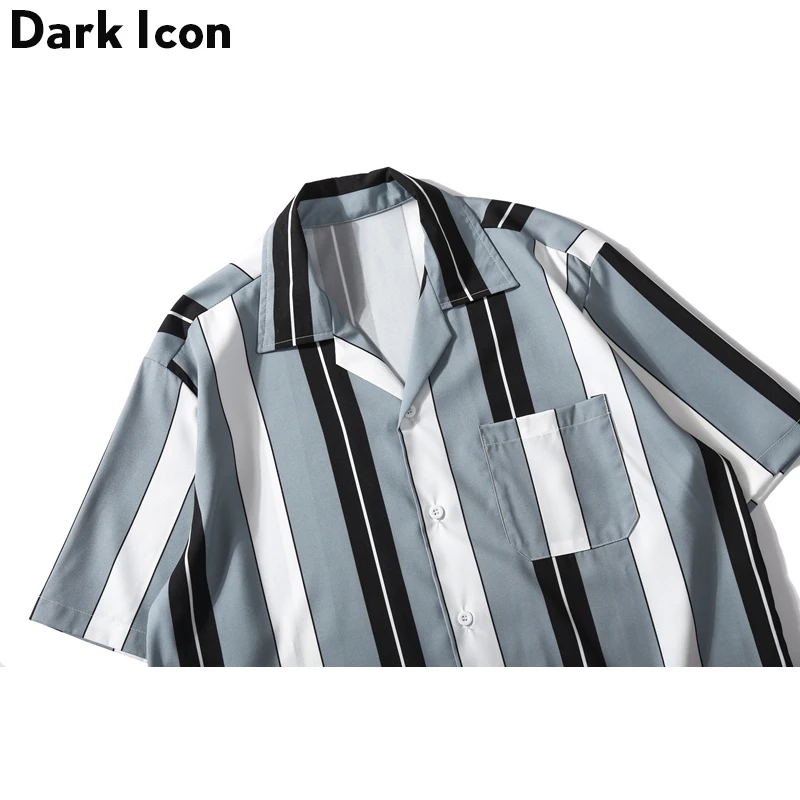 Мужская рубашка в полоску Dark Icon уличная с отложным воротником и передним