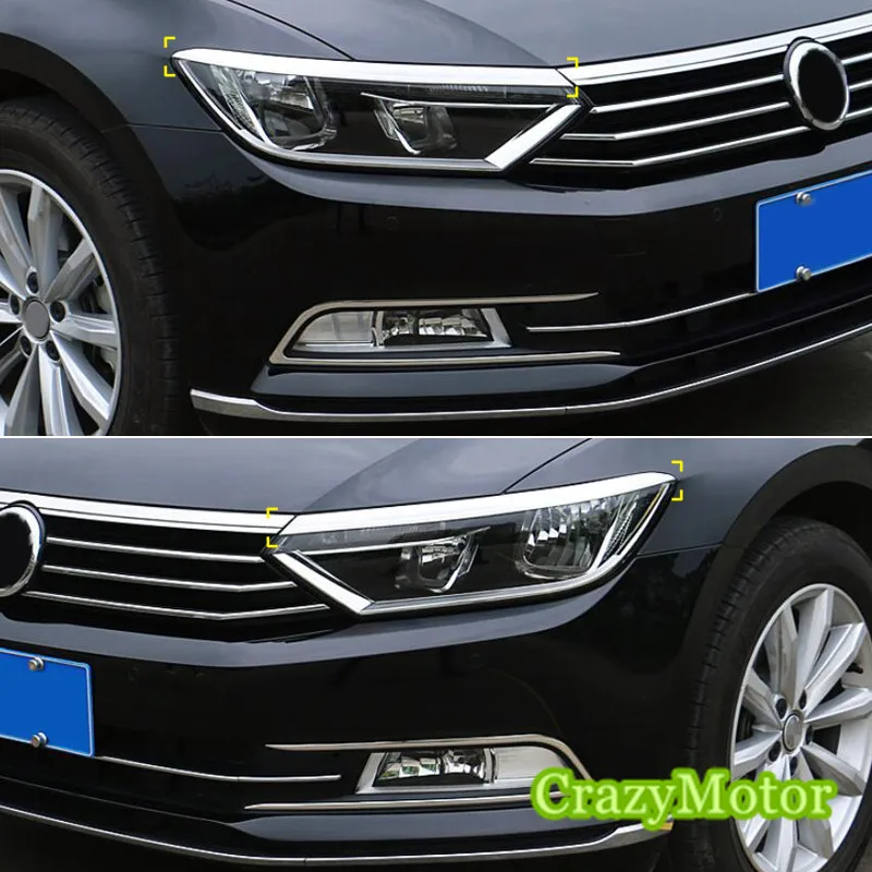 Налобный фонарь из нержавеющей стали для VW Volkswagen Passat B8 2017 2019|exterior accessories|accessories