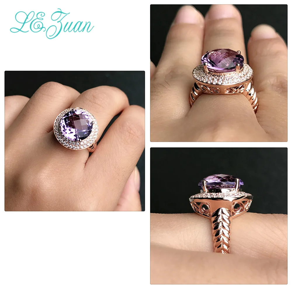 Женское кольцо L &amp zuan элитное из серебра 925 пробы с аметистом 5 482ct фиолетовый