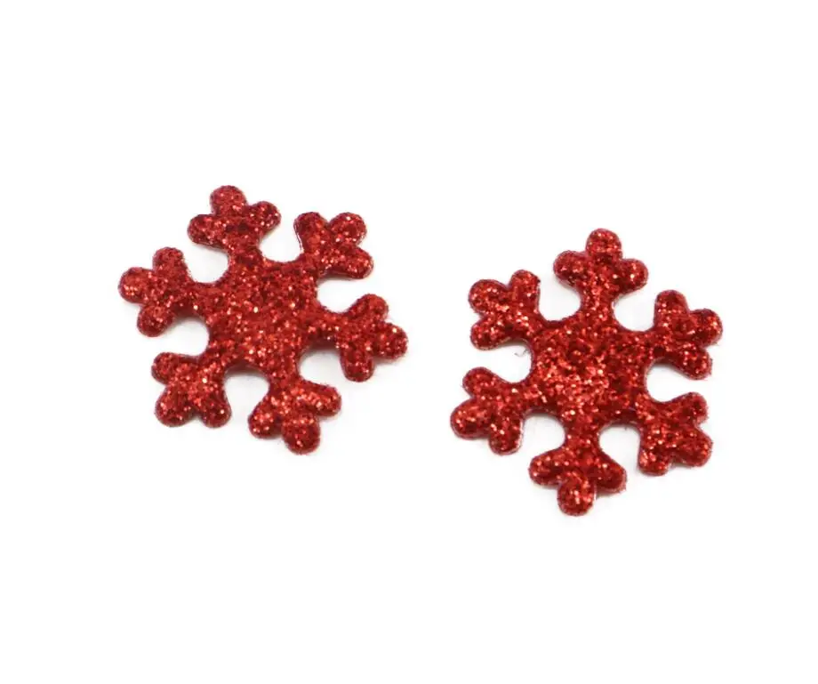 David accessories 22*20 см флэш порошок снег цветок нашивка для украшения 100 шт., DIY праздничное Рождественское украшение ремесла, 100Y58402 - Цвет: red
