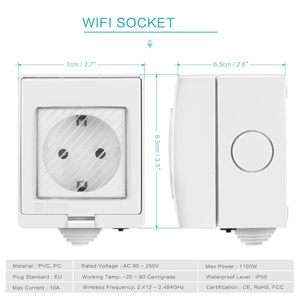 Умная розетка eWeLink с Wi-Fi, водонепроницаемая, IP55, уличная, умная розетка с европейской вилкой, совместима с Alexa Google Home IFTTT для умного дома
