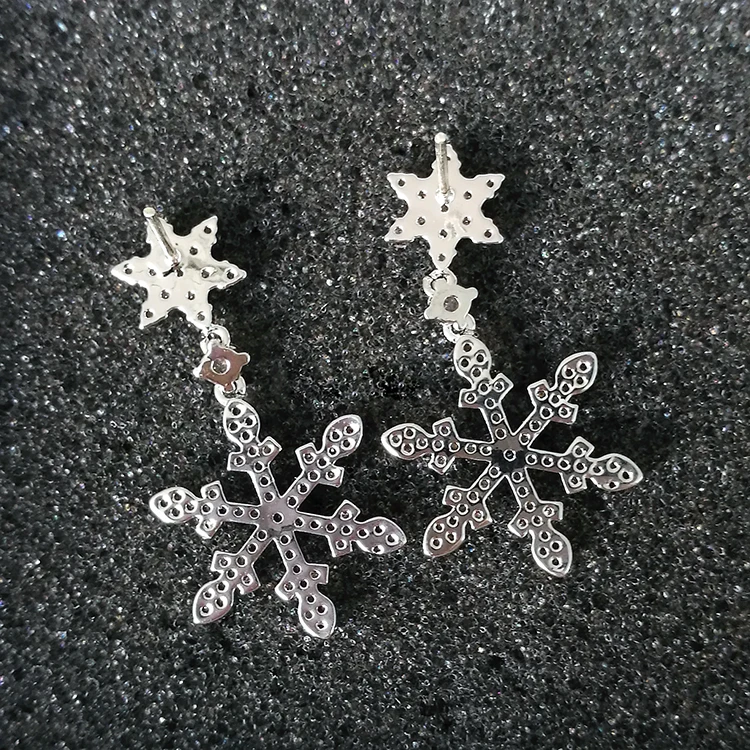 PhoenRing fashion perfect Snowflakes AAA level Micro CZ zircon personality shine Party dangle earrings For women jewelry | Украшения и