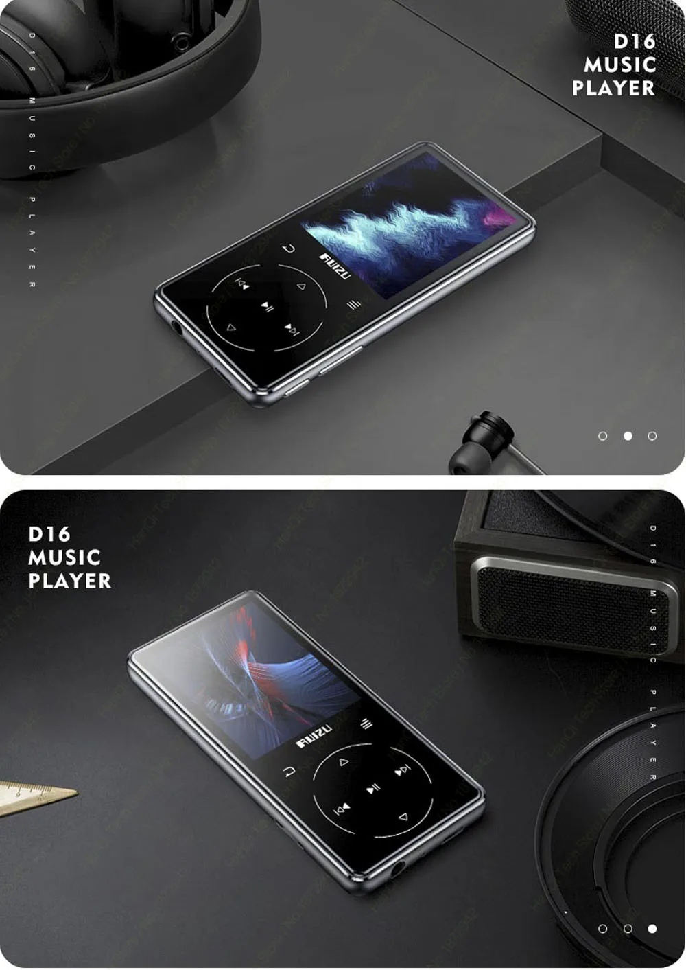 RUIZU D16 Metal Bluetooth MP3 Player Portable Audio 8GB Music Player with Built-in Speaker FM Radio,Recorder,E-Book,Video Player