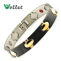 wollet jewelry 5 in 1 stainless steel magnetic bracelet for women men healing energy health care black and gold color