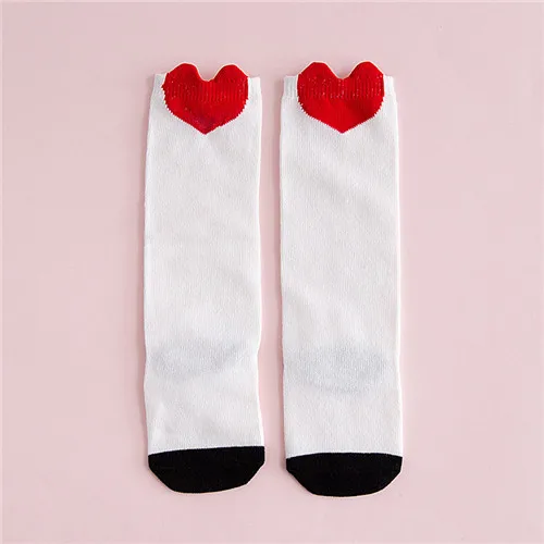 Red hearts Гольфы для девочек с героями мультфильмов хлопковые носки в полоску с принтом, детские вещи для мальчиков, школьные вещи, детские носки - Цвет: Red hearts