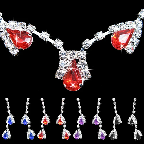 Женский комплект свадебных украшений ожерелье с кулоном из сверкающего