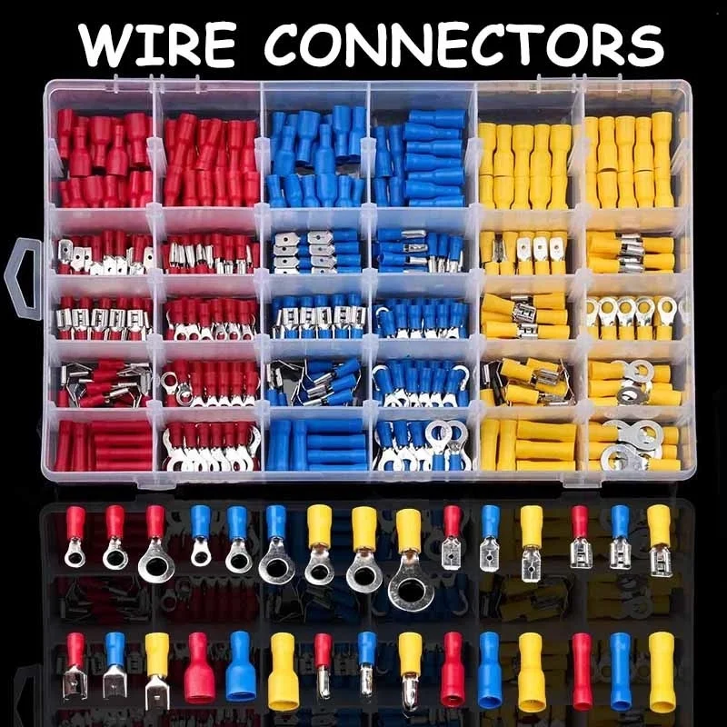 

480Pcs Insulated Electrical Connectors Wire Crimp Terminals Spade Assorted Crimp Terminals Kits With Case