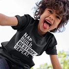 Забавная рубашка с цитатой Детская летняя футболка с принтом Nap Build Destruct крутая футболка для малышей модные детские футболки, 44u5
