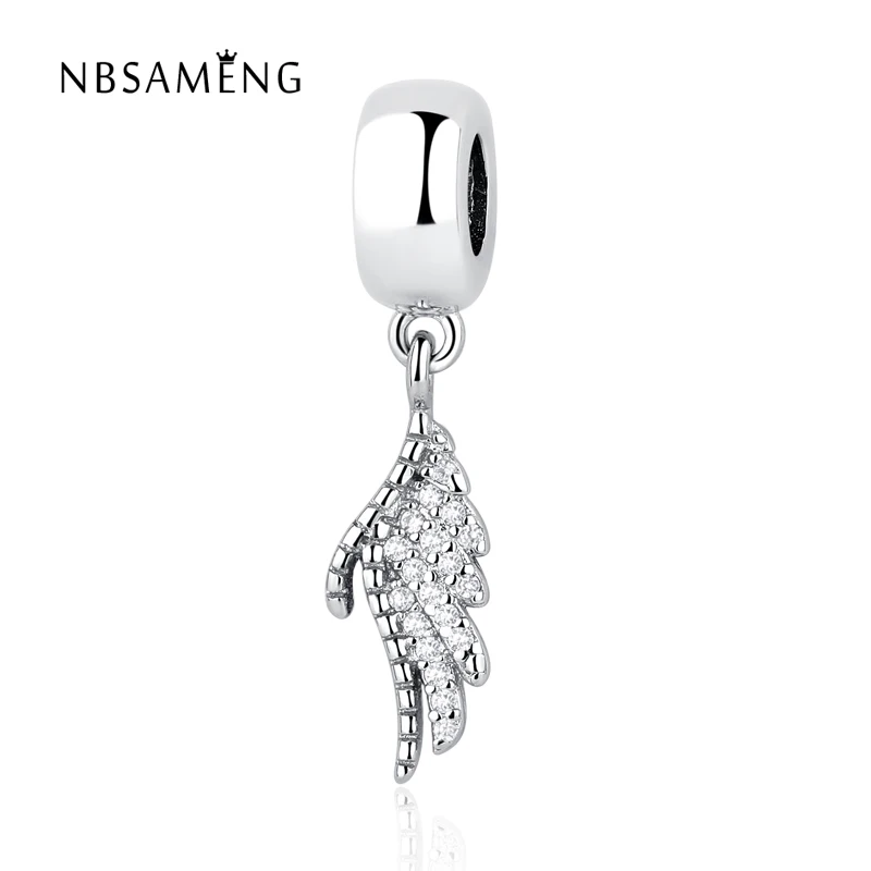 

Authentic 100% 925 Sterling Silver Bead Charm Gilded Feather Pendant Beads Fits Bracelets & Bangles Necklace DIY Jewelry