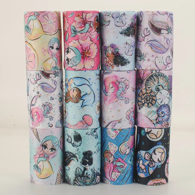 

Design Random set 5/10yards 3'' 75mm sea cartoon girl printed grosgrain ribbon,each is 1/2y