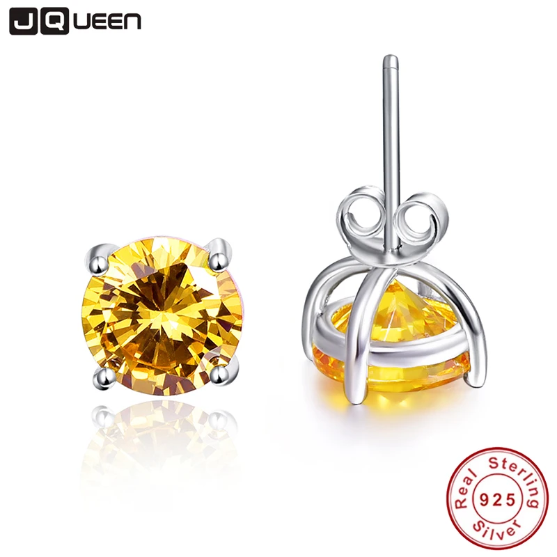 Женские серьги гвоздики из серебра 100% пробы с натуральным камнем|stud earrings|natural topaz