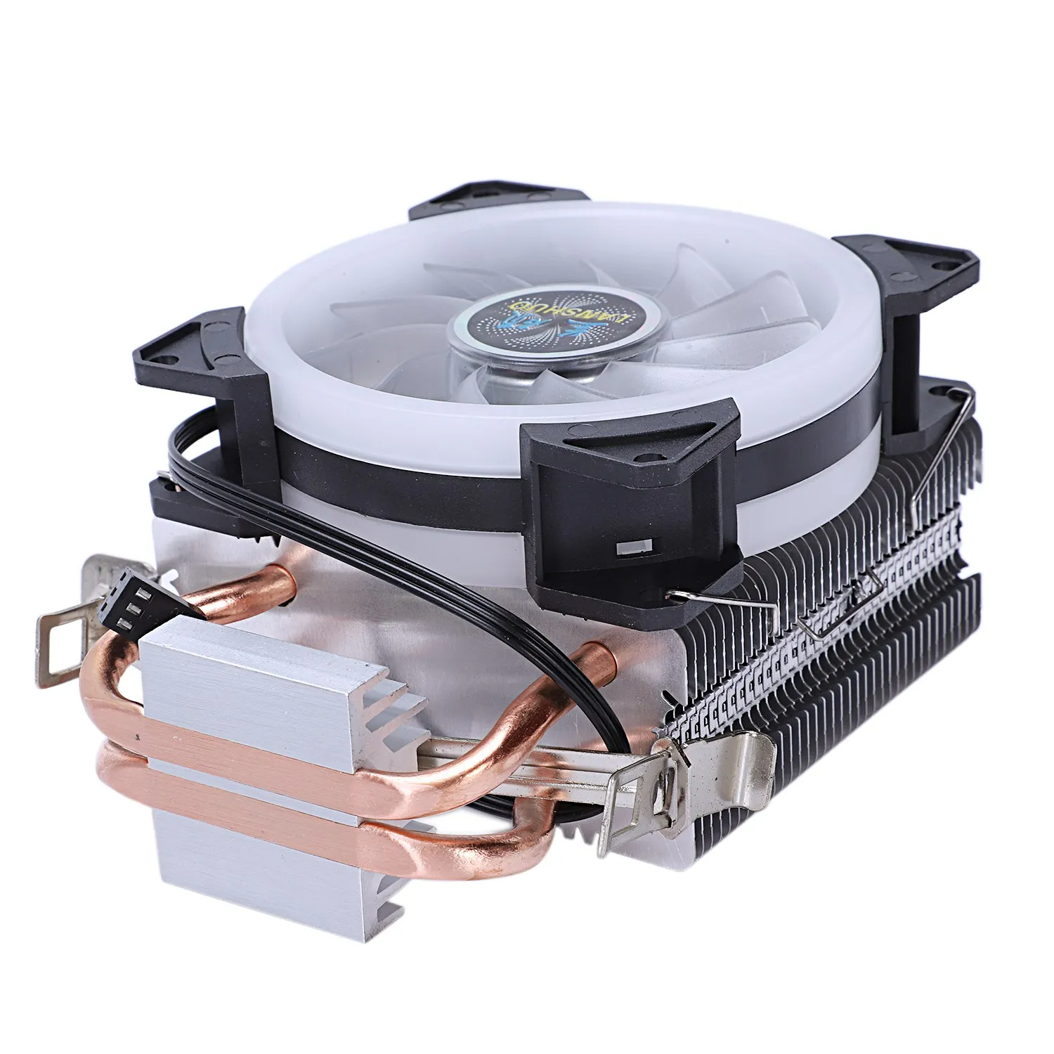 Lanshuo Led Чистая медь 2 тепловая трубка для 1366 1155 775 Intel/Amd мультиплатформенный радиатор Cpu 3 провода с подсветкой(пять цветов