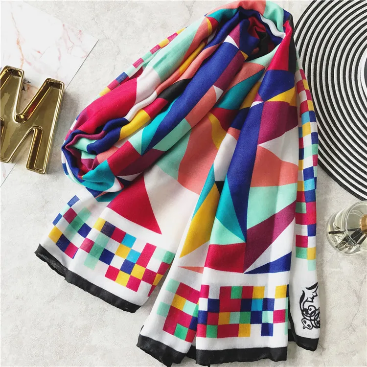 

2017 Fashion Geometry Pattern Cotton Scarf Shawls Wrap Geometric High Quality Scarf Hijab Wholesale 10pcs/LOTFree Shipping