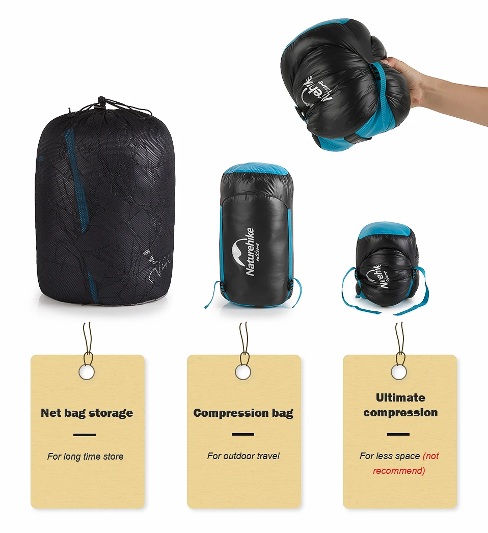 Naturehike CW400 квадратный спальный мешок с гусиным пухом, ультра-светильник для кемпинга, походов, зимний утепленный спальный мешок s