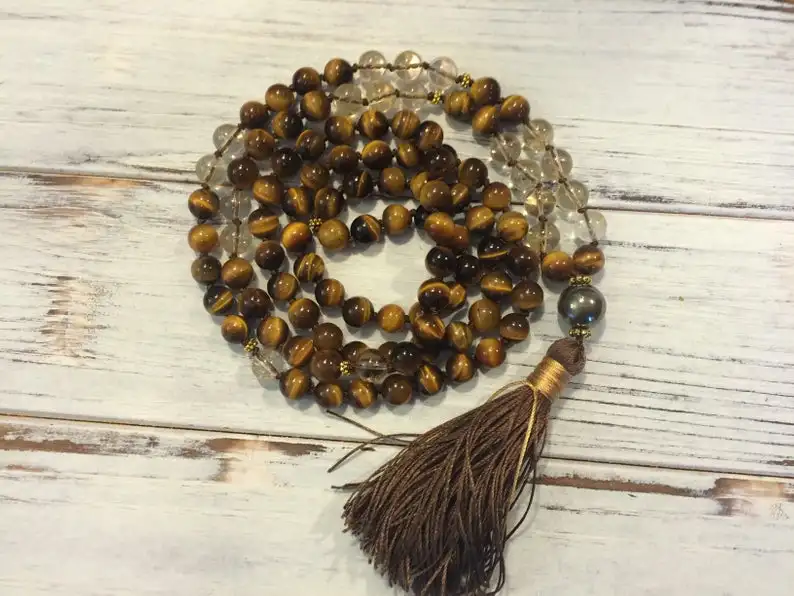 Высококачественные белые кварцевые гематитовые бусины с узелком тигровый глаз