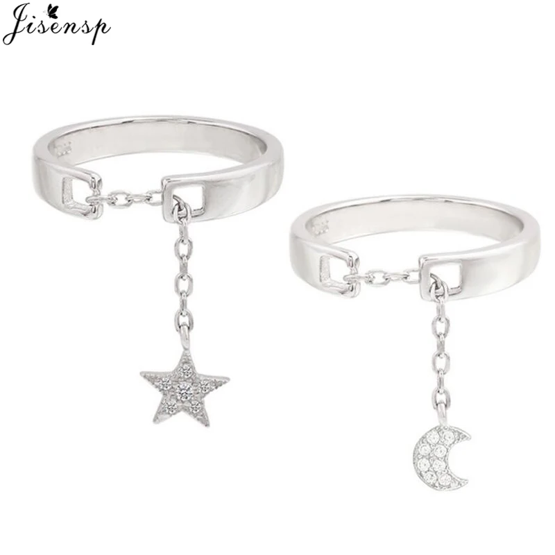 

Jisensp Cute Moon Open Rings for Women Gift Tiny Star Ring Jewelry Wedding Party Female Finger Rings Bijoux Crystal Ringen